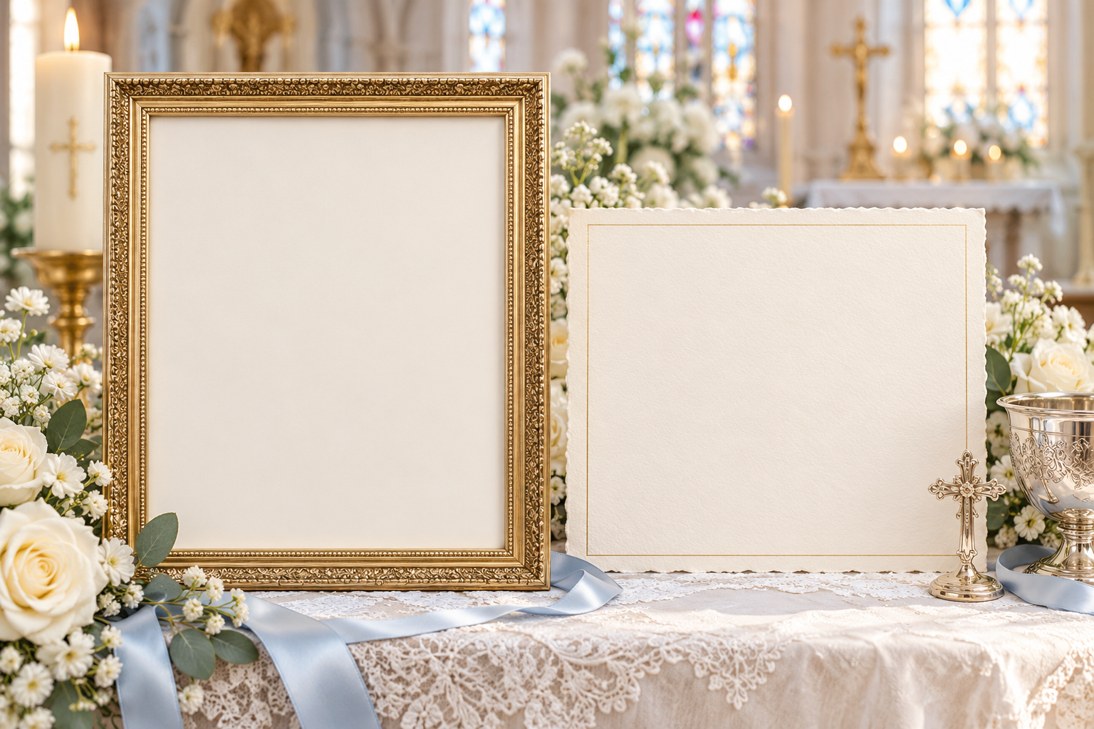 Soft ivory christening keepsake design